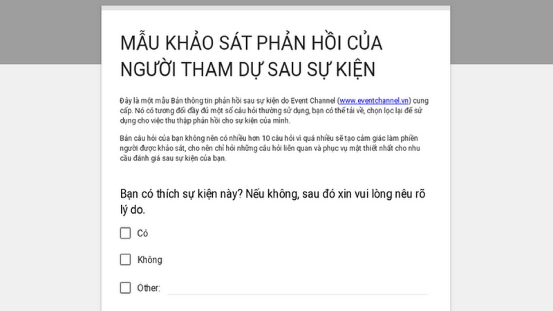 Mẫu lời cảm ơn trong form khảo sát