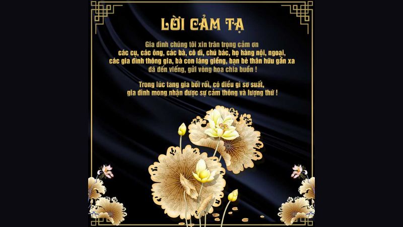 lời cảm ơn đám tang zalo